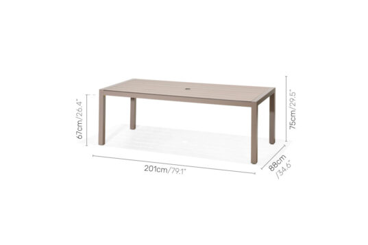 LifestyleGarden Morella - 8 Seater Rectangular Table (Dimensions)