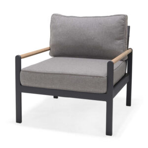 amber garden sofa chair, aluminium frame with teak details