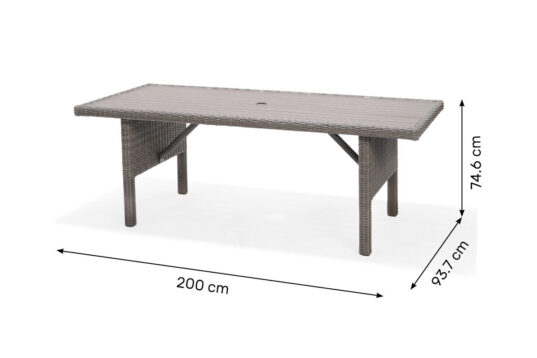 Bermuda rectangular table dimensions