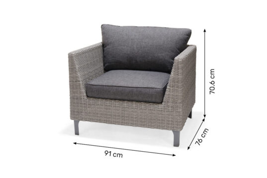 LifestyleGarden Bermuda Dark - Sofa Chair (Dimensions)