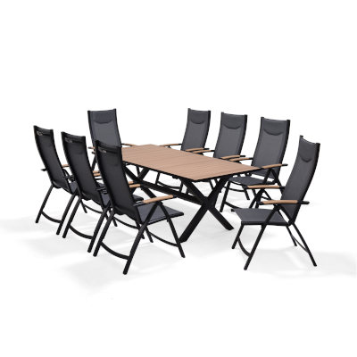 LifestyleGarden Panama Dark - 8 Seater Rectangular Table Dining Set