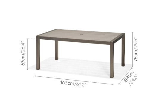 LifestyleGarden Solana - 6 Seater Rectangular Table (Dimensions)